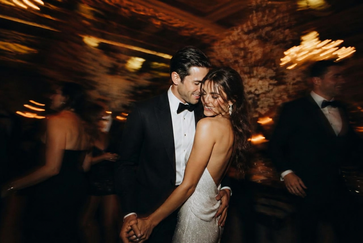 Candid dancing shot at luxury wedding afterparty